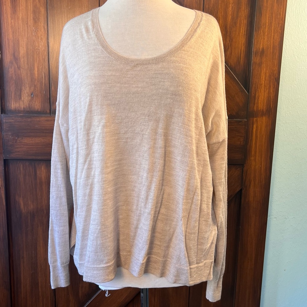 Madewell Soft Lightweight Beige Knit Merino Wool‎ Blend Women's XL  Sweater